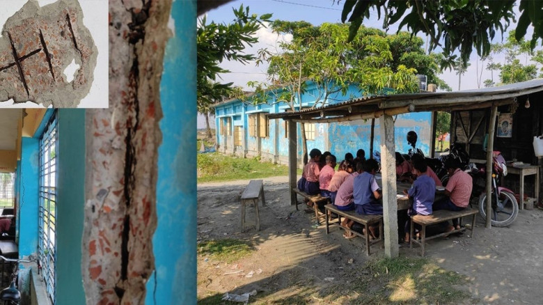 তালায় ঝুঁকিপূর্ণ বিদ্যালয় ভবন, দোকান ঘরে চলছে পাঠদান